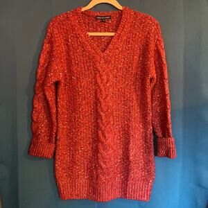 Adrienne Vittadini Rust Color Oversized Braided Sweater